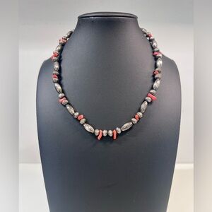 Navajo Pearl & Coral Necklace